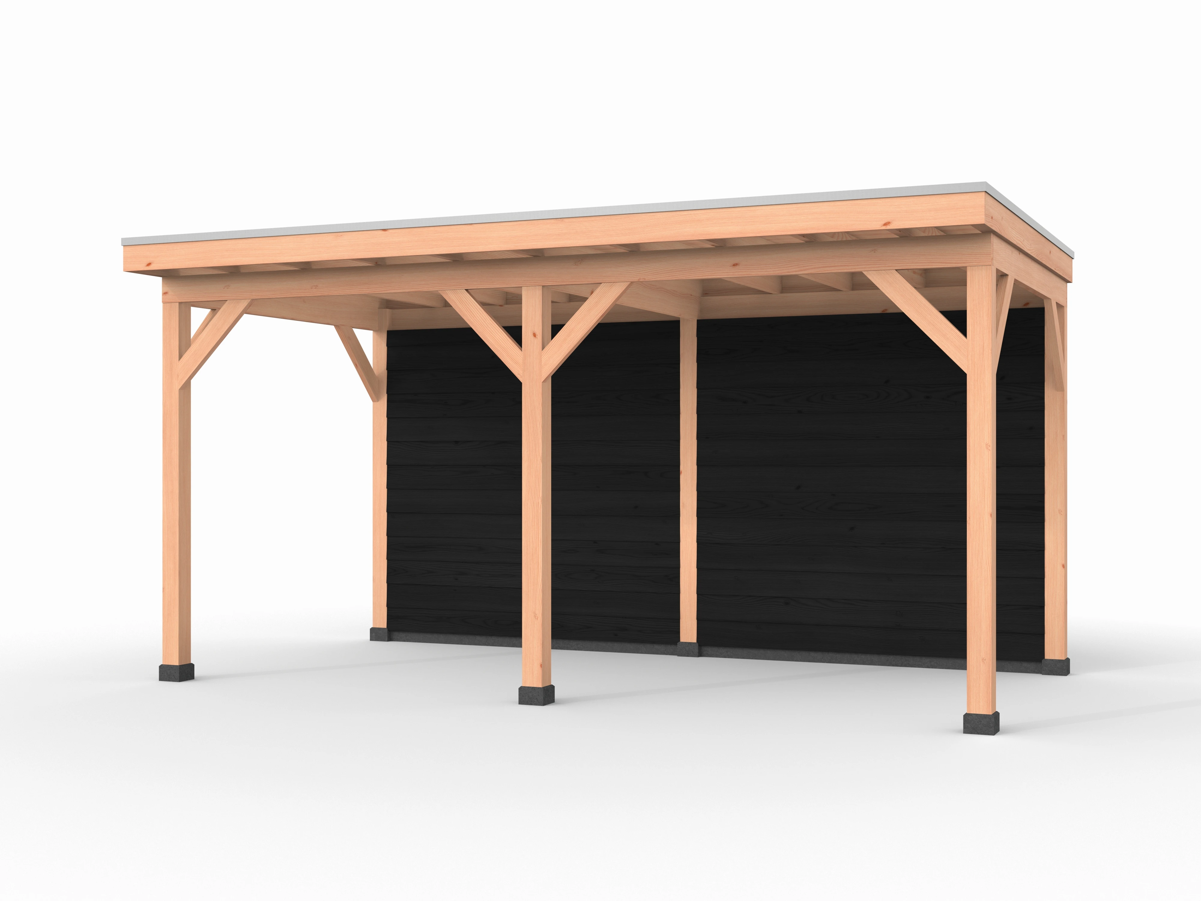 Douglas overkapping, 500 x 250, met achterwand, Westwood Comfort Zwart - Afbeelding 1